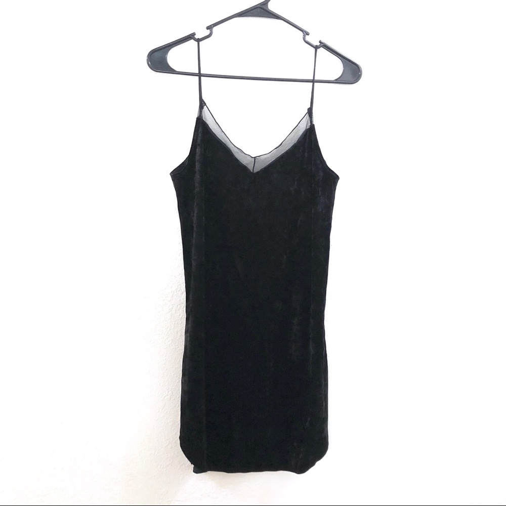 Black Dress Scoop Back Mini Cocktail Velvet Mesh